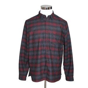 Allsaints Relaxed Fit Bethune Button Up Flannel Shirt Wool Shadow Plaid Mens M